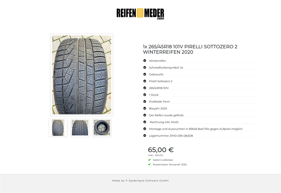 1x 265/45R18 101V PIRELLI SOTTOZERO 2 WINTERREIFEN 2020 #8409 – Bild 4