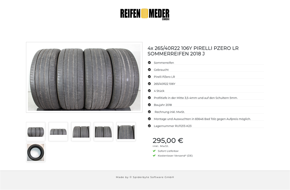 4x 265/40R22 106Y PIRELLI PZERO LR SOMMERREIFEN 2018 J #1UXR – Bild 7