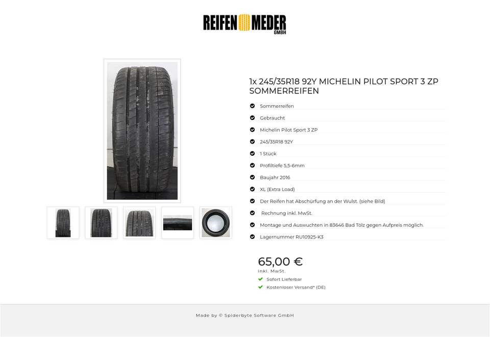 1x 245/35R18 92Y MICHELIN PILOT SPORT 3 ZP SOMMERREIFEN #1TGD – Bild 6