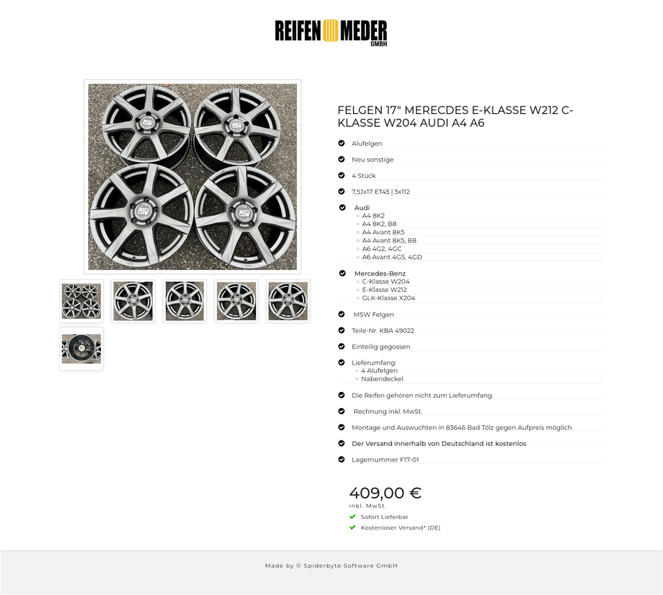 FELGEN 17" MERECDES E-KLASSE W212 C-KLASSE W204 AUDI A4 A6 #1G7I – Bild 7