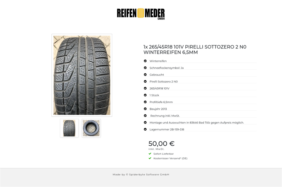 1x 265/45R18 101V PIRELLI SOTTOZERO 2 N0 WINTERREIFEN 6,5MM #4952 – Bild 3