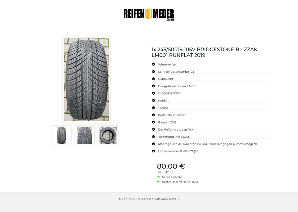 1x 245/50R19 105V BRIDGESTONE BLIZZAK LM001 RUNFLAT 2019 #5783 – Bild 4