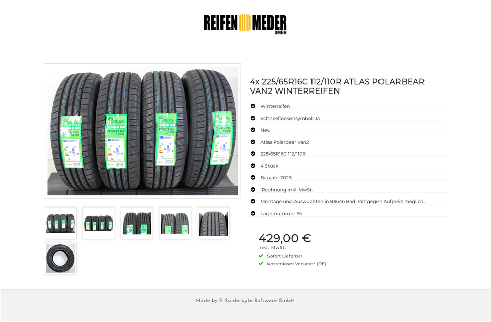 4x 225/65R16C 112/110R ATLAS POLARBEAR VAN2 WINTERREIFEN #1HFL – Bild 7