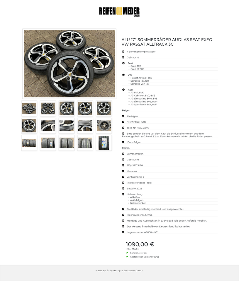 ALU 17" SOMMERRÄDER AUDI A3 SEAT EXEO VW PASSAT ALLTRACK 3C #1UCI – Bild 16