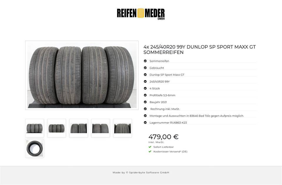 4x 245/40R20 99Y DUNLOP SP SPORT MAXX GT SOMMERREIFEN #1AZF – Bild 7