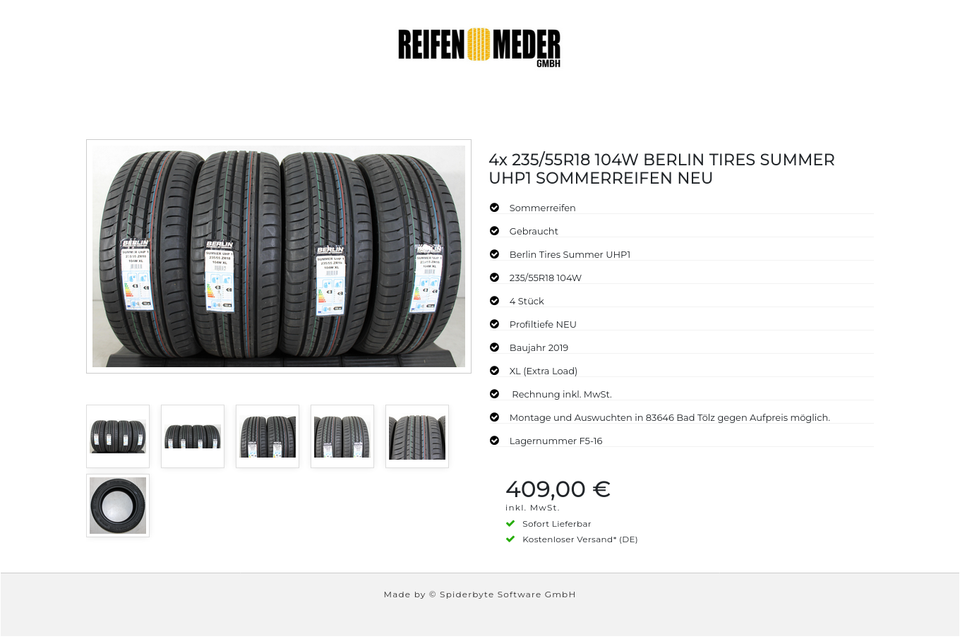 4x 235/55R18 104W BERLIN TIRES SUMMER UHP1 SOMMERREIFEN NEU #1M2H – Bild 7