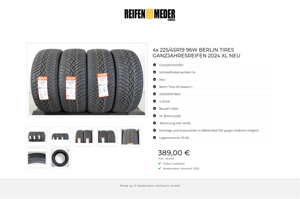 4x 225/45R19 96W BERLIN TIRES GANZJAHRESREIFEN 2024 XL NEU #1QDH – Bild 8