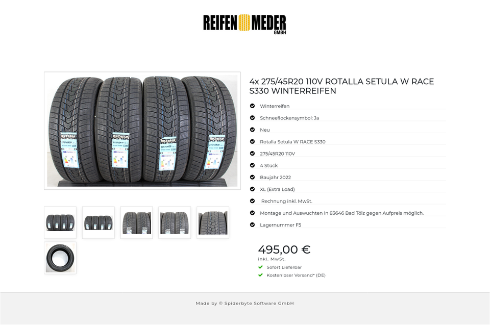 4x 275/45R20 110V ROTALLA SETULA W RACE S330 WINTERREIFEN #1HFP – Bild 7