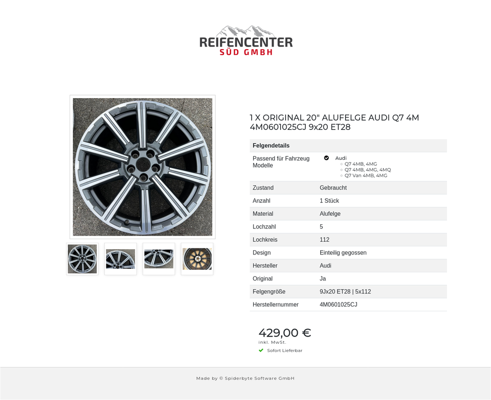 1 X ORIGINAL 20" ALUFELGE AUDI Q7 4M 4M0601025CJ 9x20 ET28 #1Z1Q – Bild 5