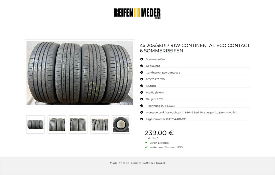 4x 205/55R17 91W CONTINENTAL ECO CONTACT 6 SOMMERREIFEN #9320 – Bild 6