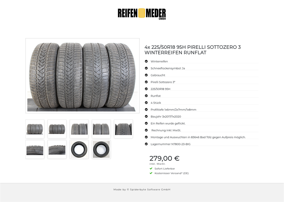 4x 225/50R18 95H PIRELLI SOTTOZERO 3 WINTERREIFEN RUNFLAT #1E9A – Bild 10