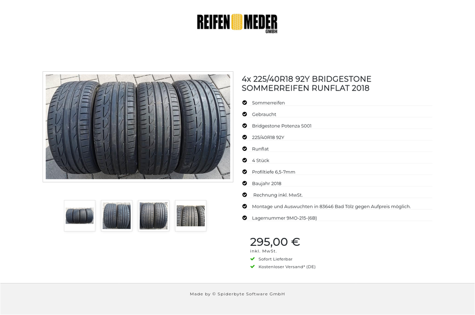 4x 225/40R18 92Y BRIDGESTONE SOMMERREIFEN RUNFLAT 2018 #1703 – Bild 5