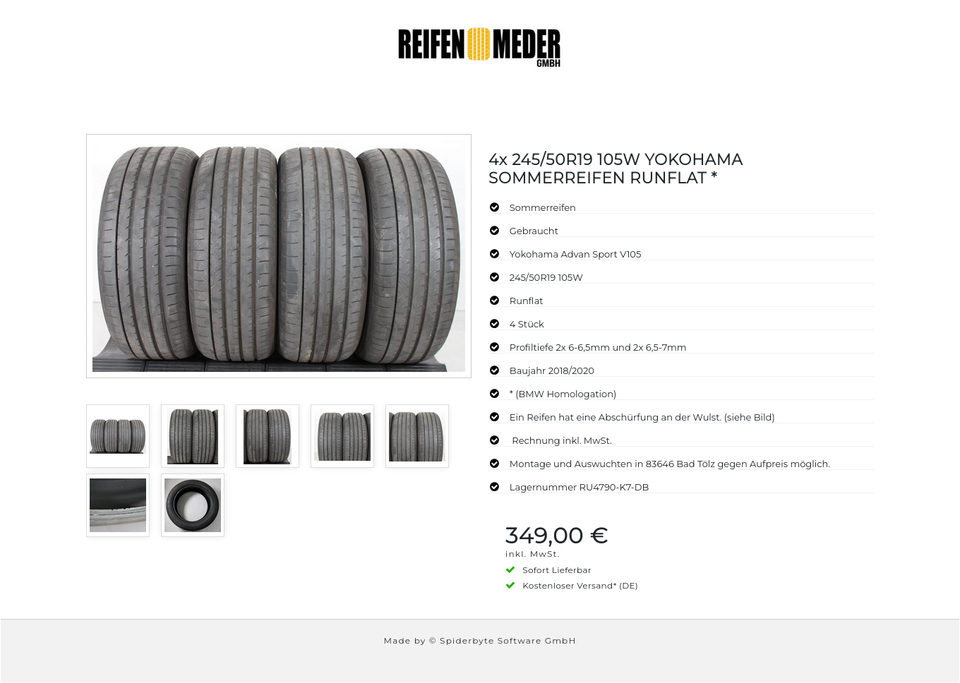 4x 245/50R19 105W YOKOHAMA SOMMERREIFEN RUNFLAT * #153H – Bild 8