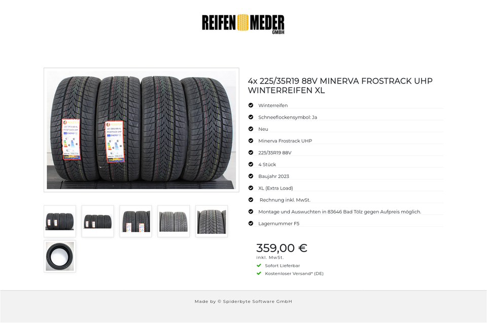 4x 225/35R19 88V MINERVA FROSTRACK UHP WINTERREIFEN XL #1GBL – Bild 7