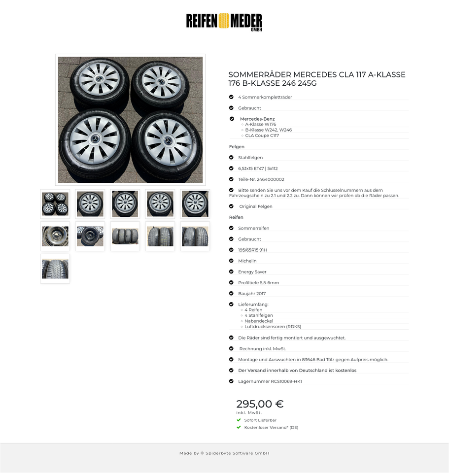 SOMMERRÄDER MERCEDES CLA 117 A-KLASSE 176 B-KLASSE 246 245G #1XAH – Bild 12