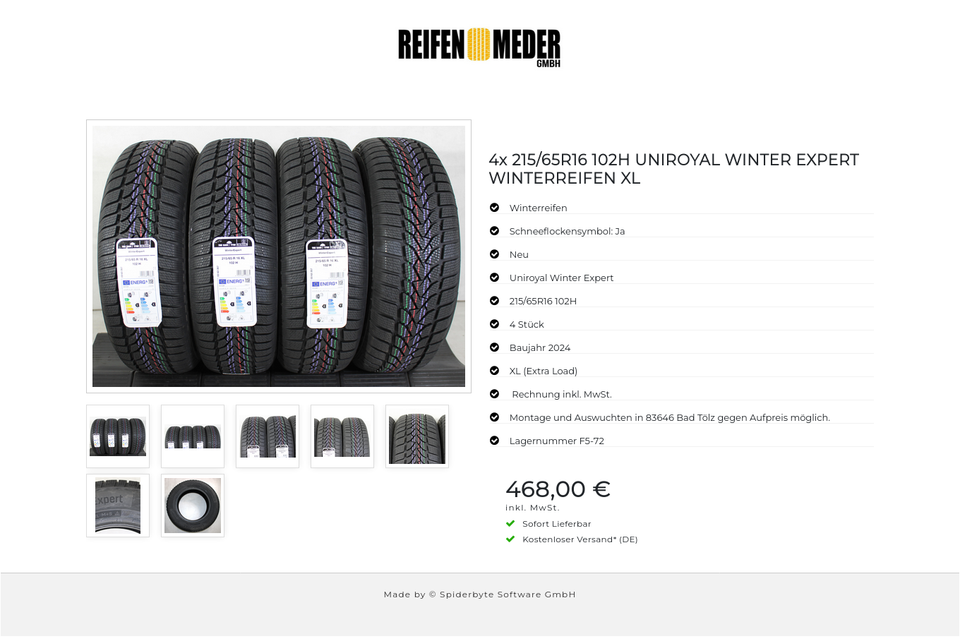 4x 215/65R16 102H UNIROYAL WINTER EXPERT WINTERREIFEN XL #1QVJ – Bild 8