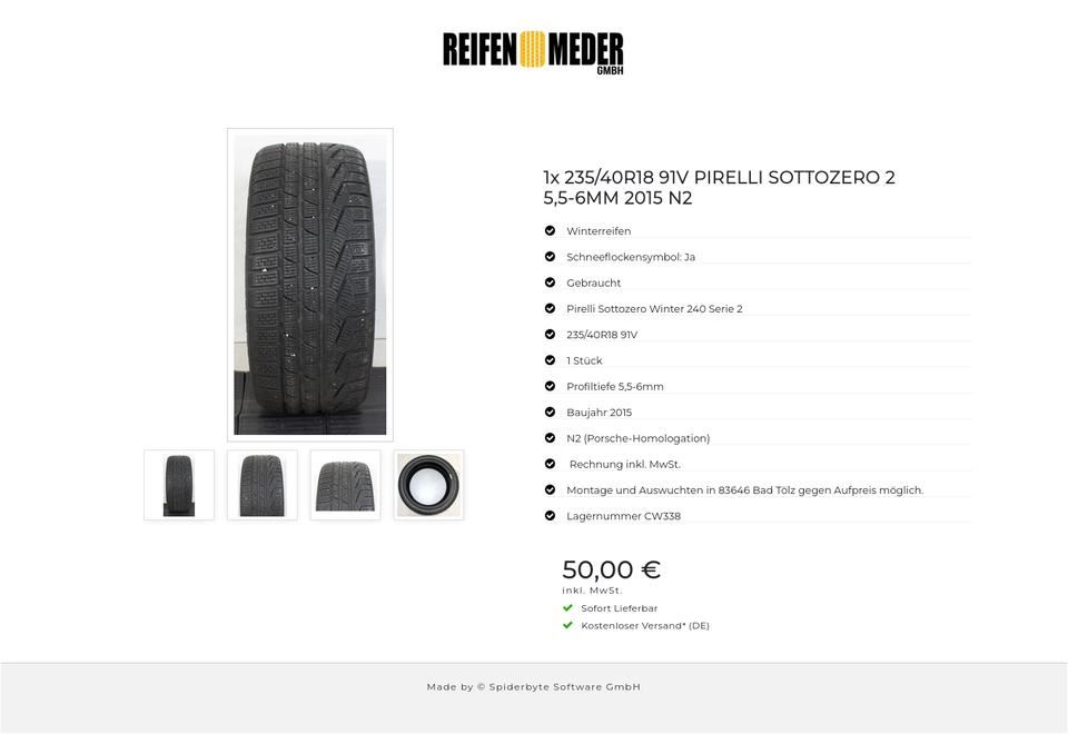 1x 235/40R18 91V PIRELLI SOTTOZERO 2 5,5-6MM 2015 N2 #1E6K – Bild 5