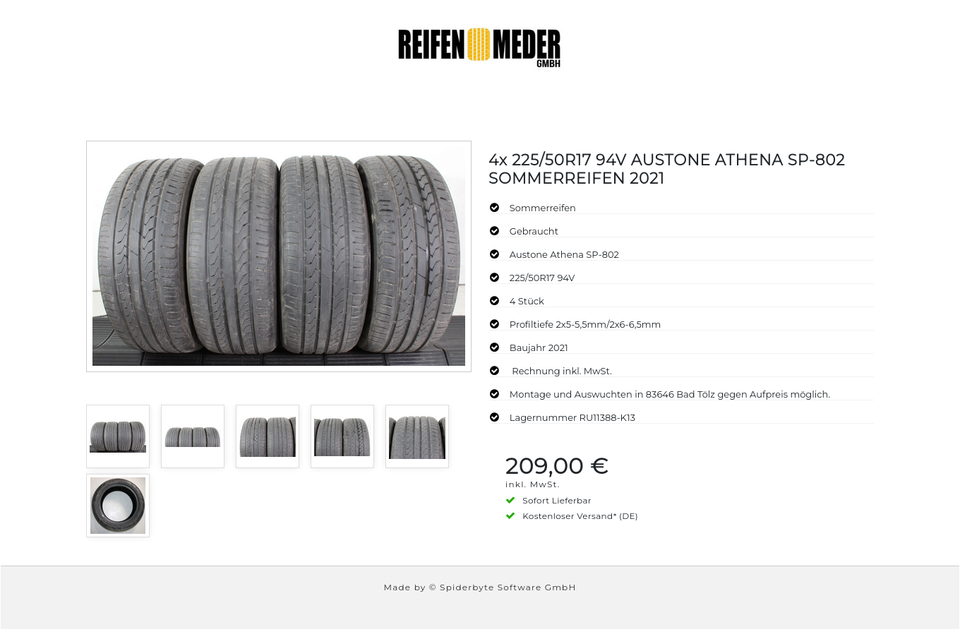 4x 225/50R17 94V AUSTONE ATHENA SP-802 SOMMERREIFEN 2021 #1W3G – Bild 7