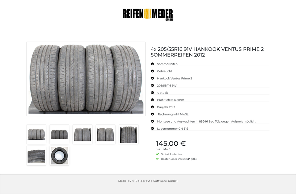 4x 205/55R16 91V HANKOOK VENTUS PRIME 2 SOMMERREIFEN 2012 #1H5Z – Bild 8