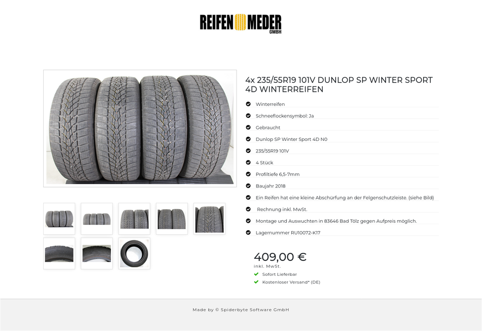 4x 235/55R19 101V DUNLOP SP WINTER SPORT 4D WINTERREIFEN #1OPB – Bild 9