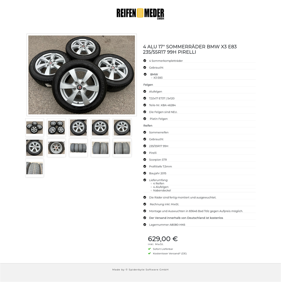 4 ALU 17" SOMMERRÄDER BMW X3 E83 235/55R17 99H PIRELLI #1IEH – Bild 12