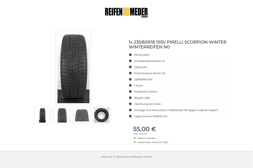 1x 235/60R18 103V PIRELLI SCORPION WINTER WINTERREIFEN N0 #1F3J – Bild 5