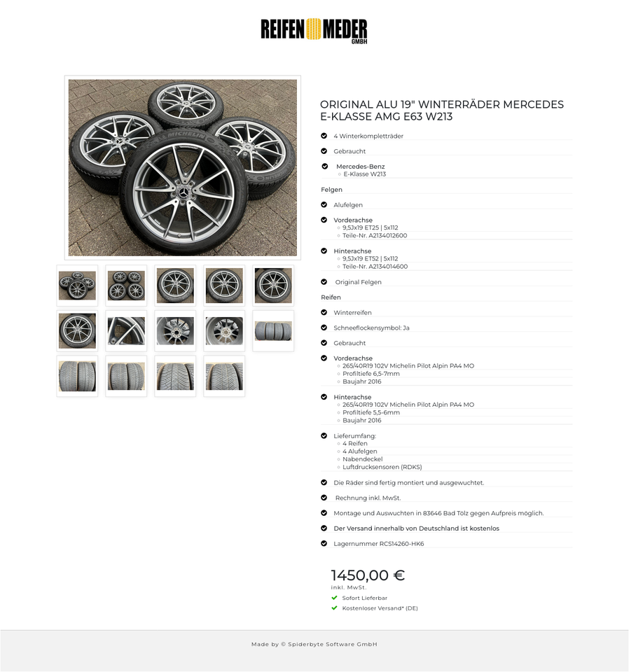 ORIGINAL ALU 19" WINTERRÄDER MERCEDES E-KLASSE AMG E63 W213 #21CD – Bild 15