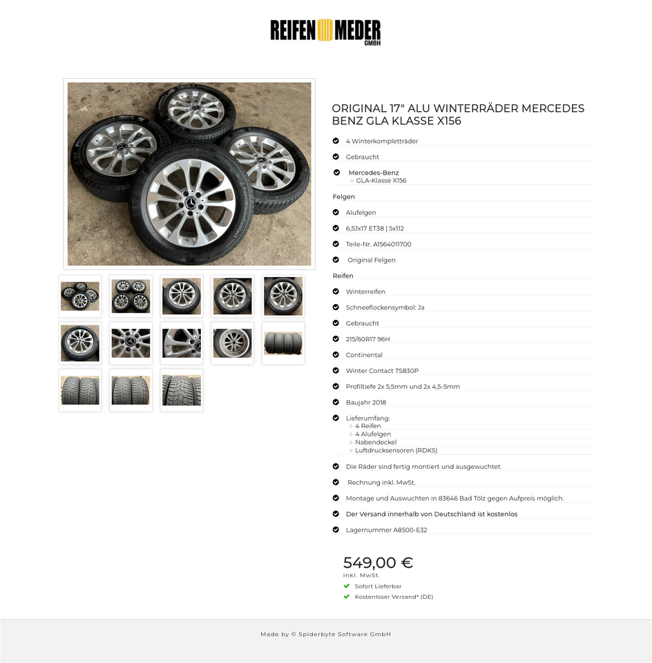 ORIGINAL 17" ALU WINTERRÄDER MERCEDES BENZ GLA KLASSE X156 #1Q1P – Bild 14