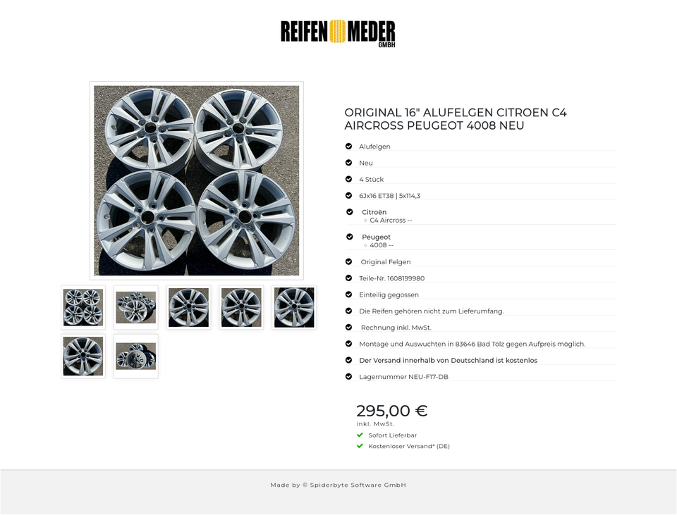 ORIGINAL 16" ALUFELGEN CITROEN C4 AIRCROSS PEUGEOT 4008 NEU #7715 – Bild 8