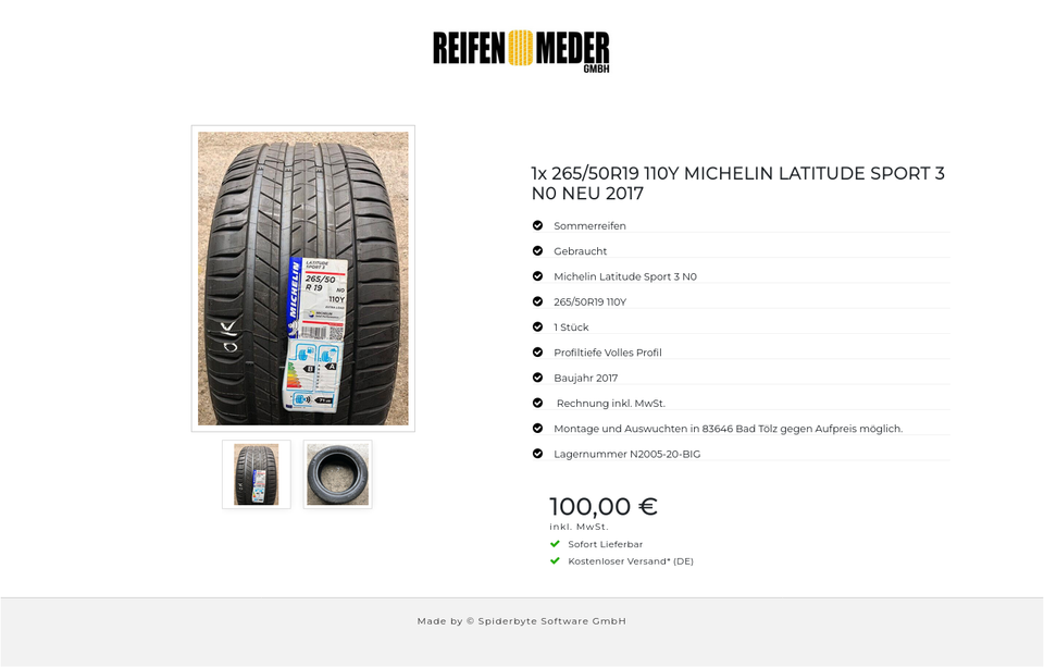 1x 265/50R19 110Y MICHELIN LATITUDE SPORT 3 N0 NEU 2017 #6526 – Bild 3