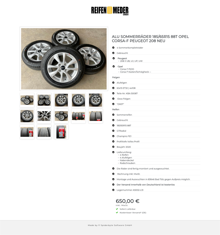 ALU SOMMERRÄDER 185/65R15 88T OPEL CORSA-F PEUGEOT 208 NEU #17JA – Bild 14