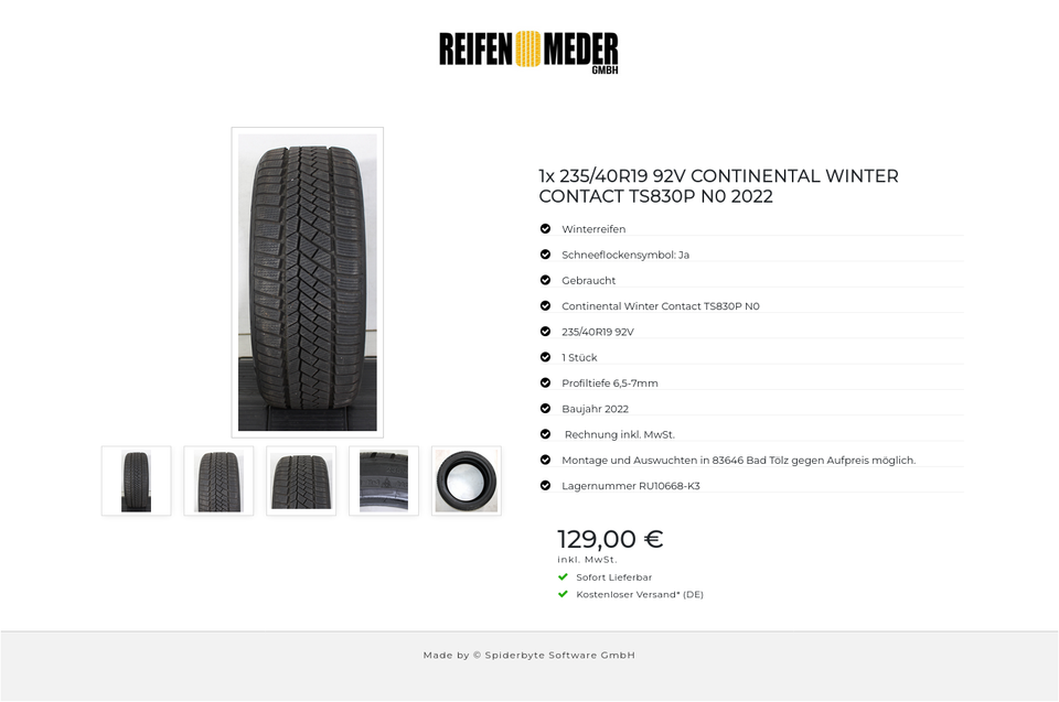 1x 235/40R19 92V CONTINENTAL WINTER CONTACT TS830P N0 2022 #1QYH – Bild 6