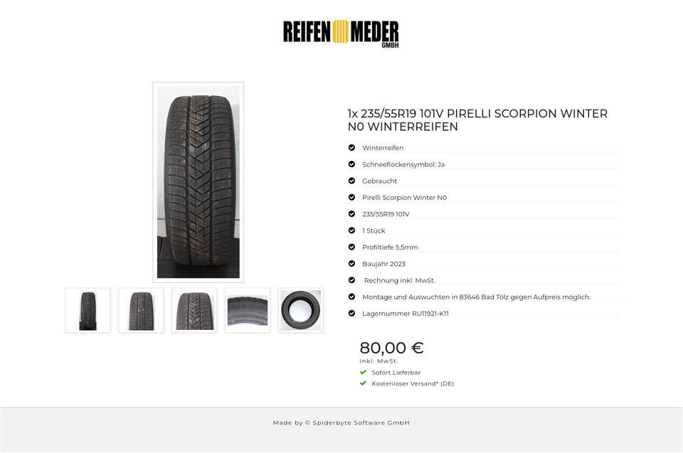 1x 235/55R19 101V PIRELLI SCORPION WINTER N0 WINTERREIFEN #22IM – Bild 6