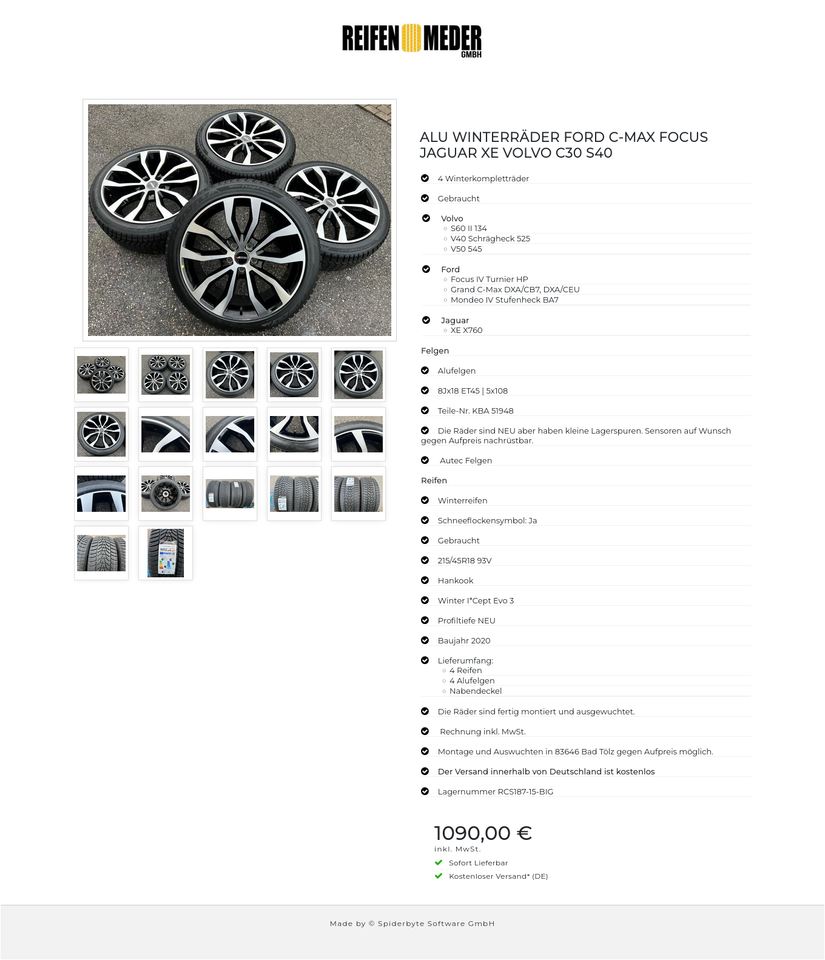 ALU WINTERRÄDER FORD C-MAX FOCUS JAGUAR XE VOLVO C30 S40 #122C – Bild 18