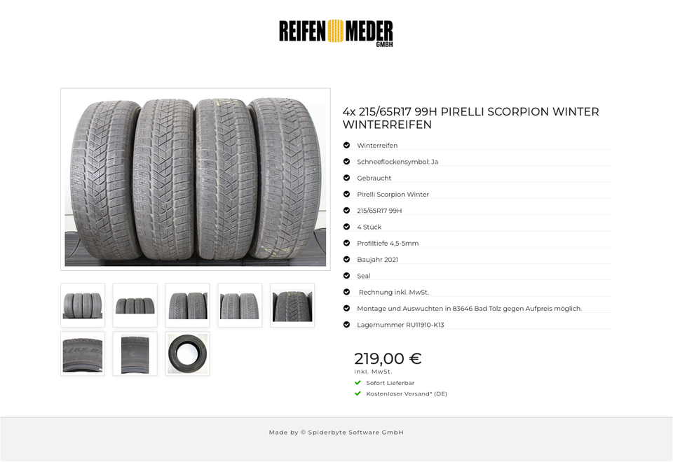 4x 215/65R17 99H PIRELLI SCORPION WINTER WINTERREIFEN #22FZ – Bild 9