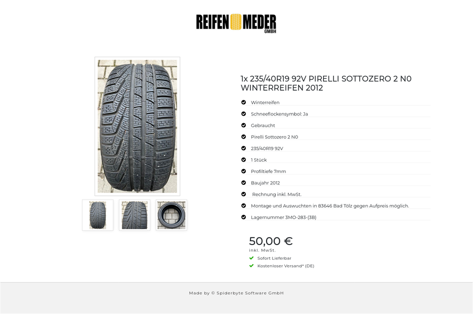 1x 235/40R19 92V PIRELLI SOTTOZERO 2 N0 WINTERREIFEN 2012 #10OX – Bild 4