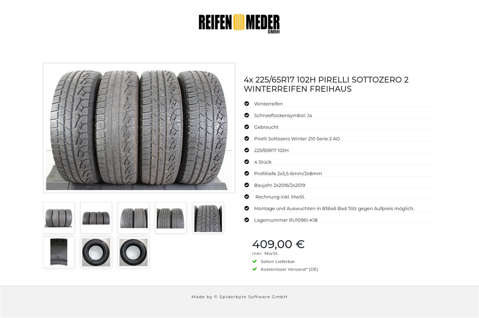 4x 225/65R17 102H PIRELLI SOTTOZERO 2 WINTERREIFEN FREIHAUS #1TJV – Bild 9