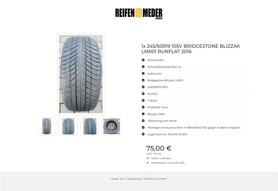 1x 245/50R19 105V BRIDGESTONE BLIZZAK LM001 RUNFLAT 2016 #9381 – Bild 5