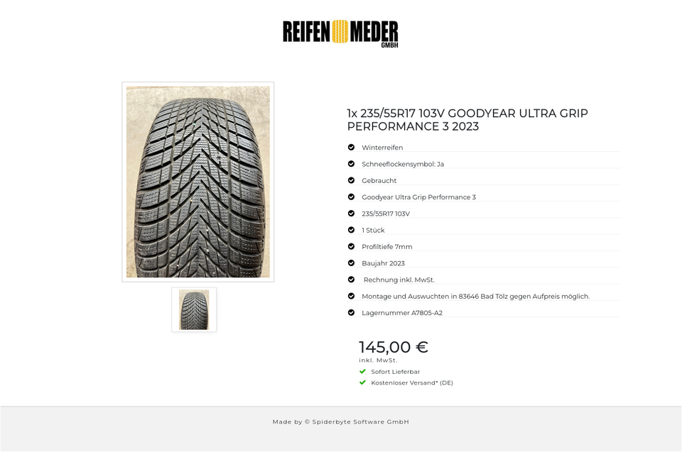 1x 235/55R17 103V GOODYEAR ULTRA GRIP PERFORMANCE 3 2023 #1UTS – Bild 2
