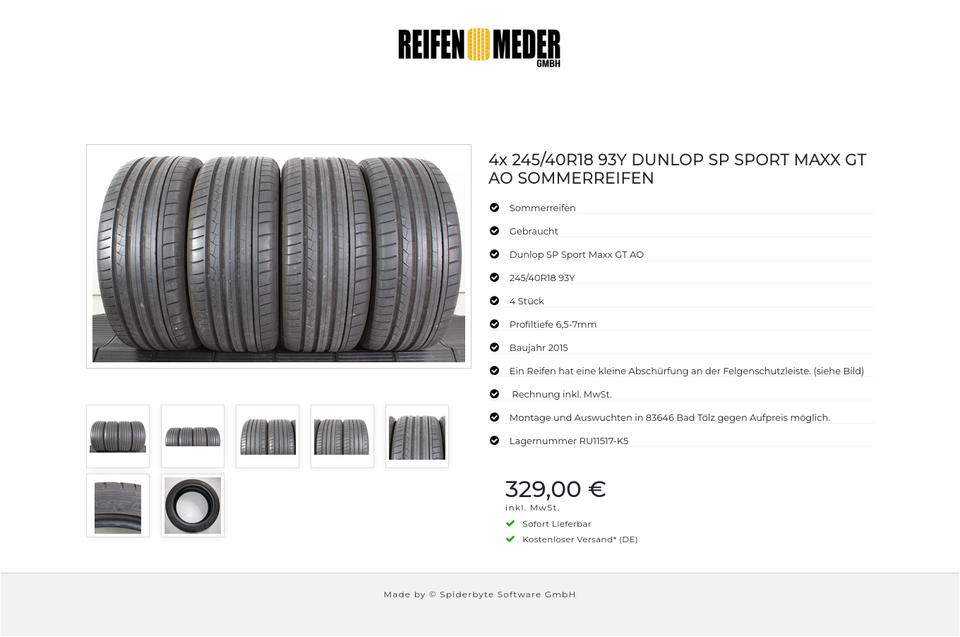 4x 245/40R18 93Y DUNLOP SP SPORT MAXX GT AO SOMMERREIFEN #1WOH – Bild 8