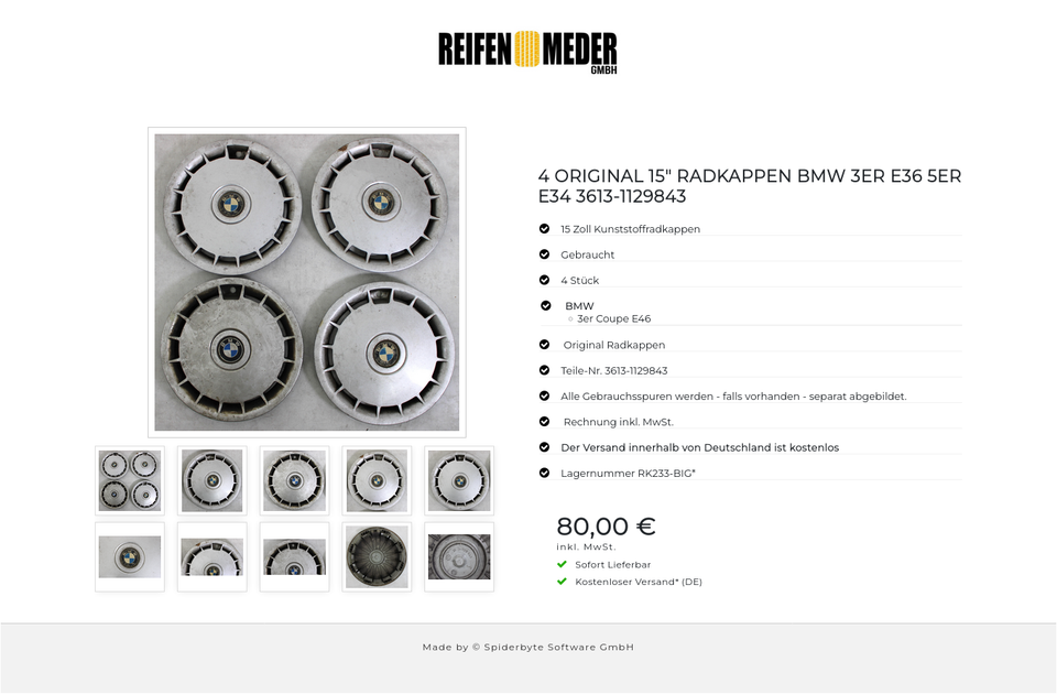 4 ORIGINAL 15" RADKAPPEN BMW 3ER E36 5ER E34 3613-1129843 #1LRZ – Bild 11